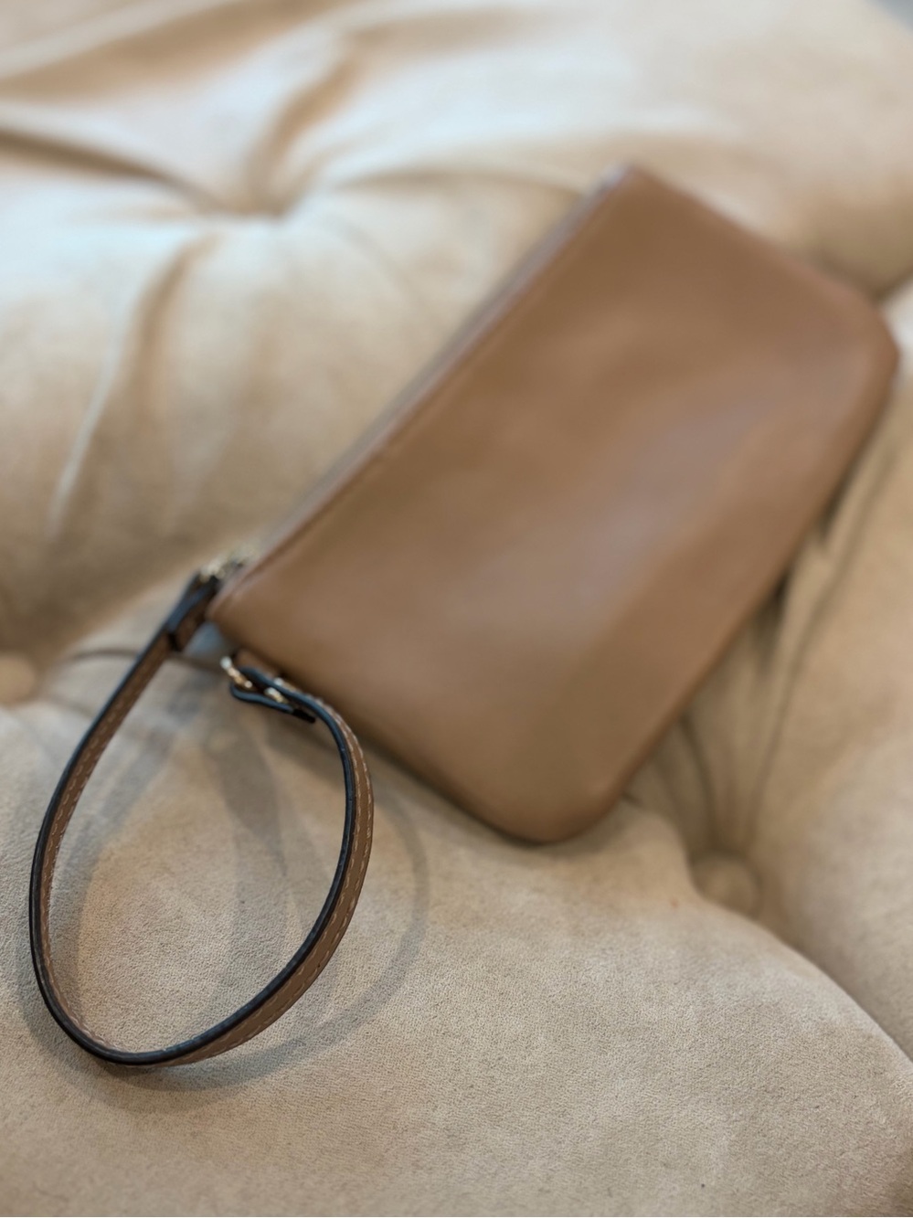 Kelly & Katie Tan Leather Wristlet Clutch